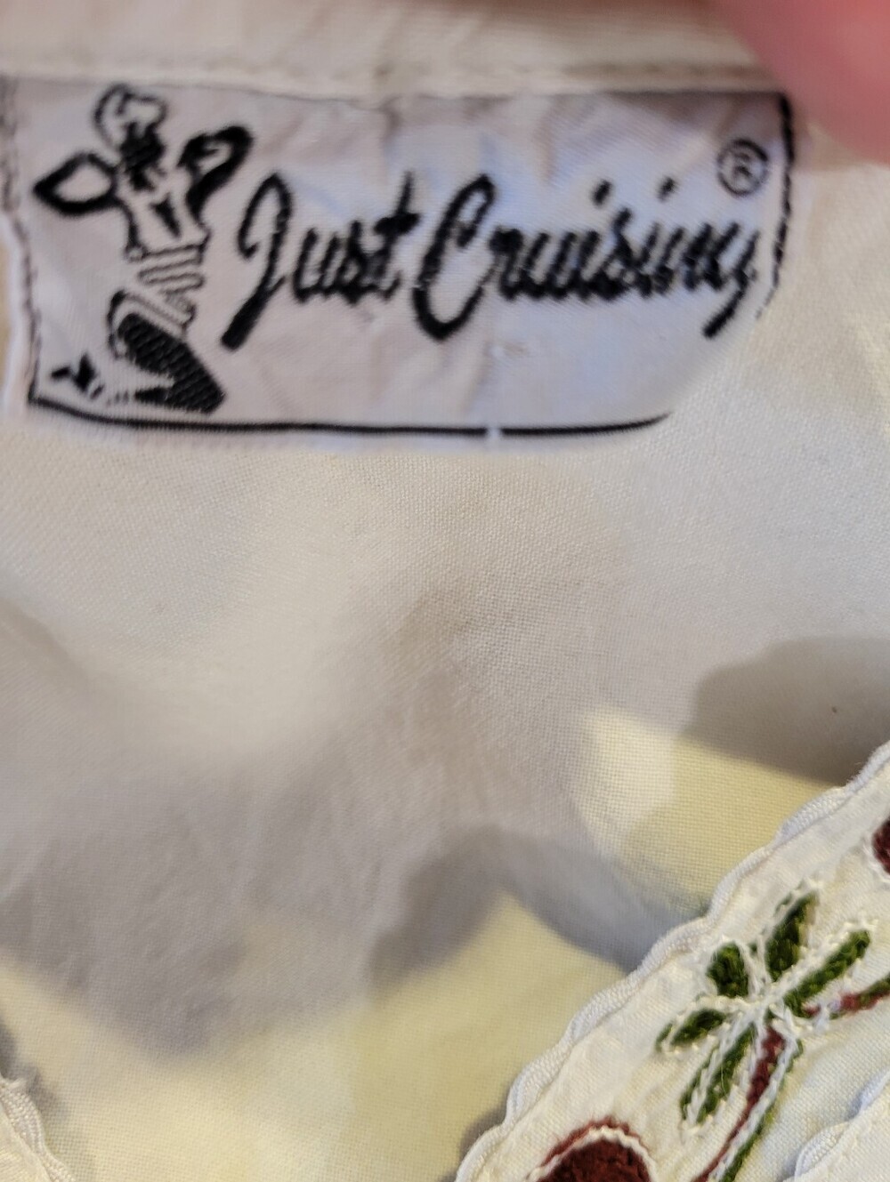 Vintage Just Cruising White Tie Back V-neck Embroidered Dress - Picture 10 of 12